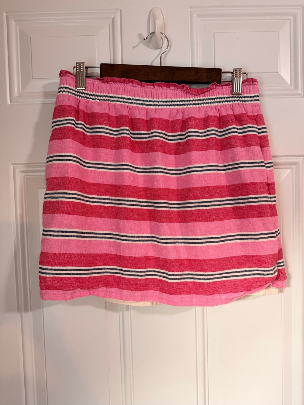 J. Crew Pink and Red Striped Mini Skirt
